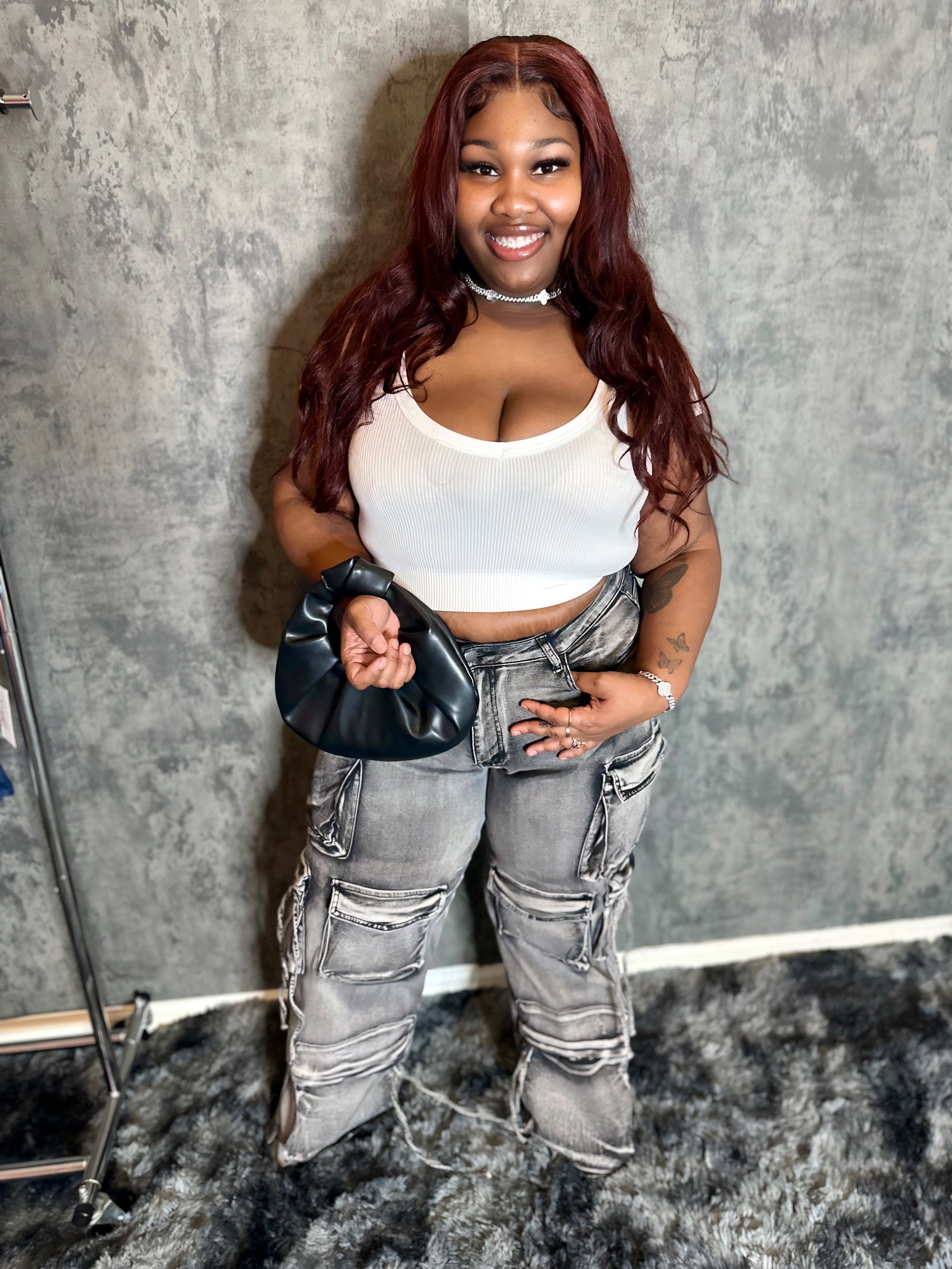 Multi Pocket Washed Cargo Jeans Plus Size