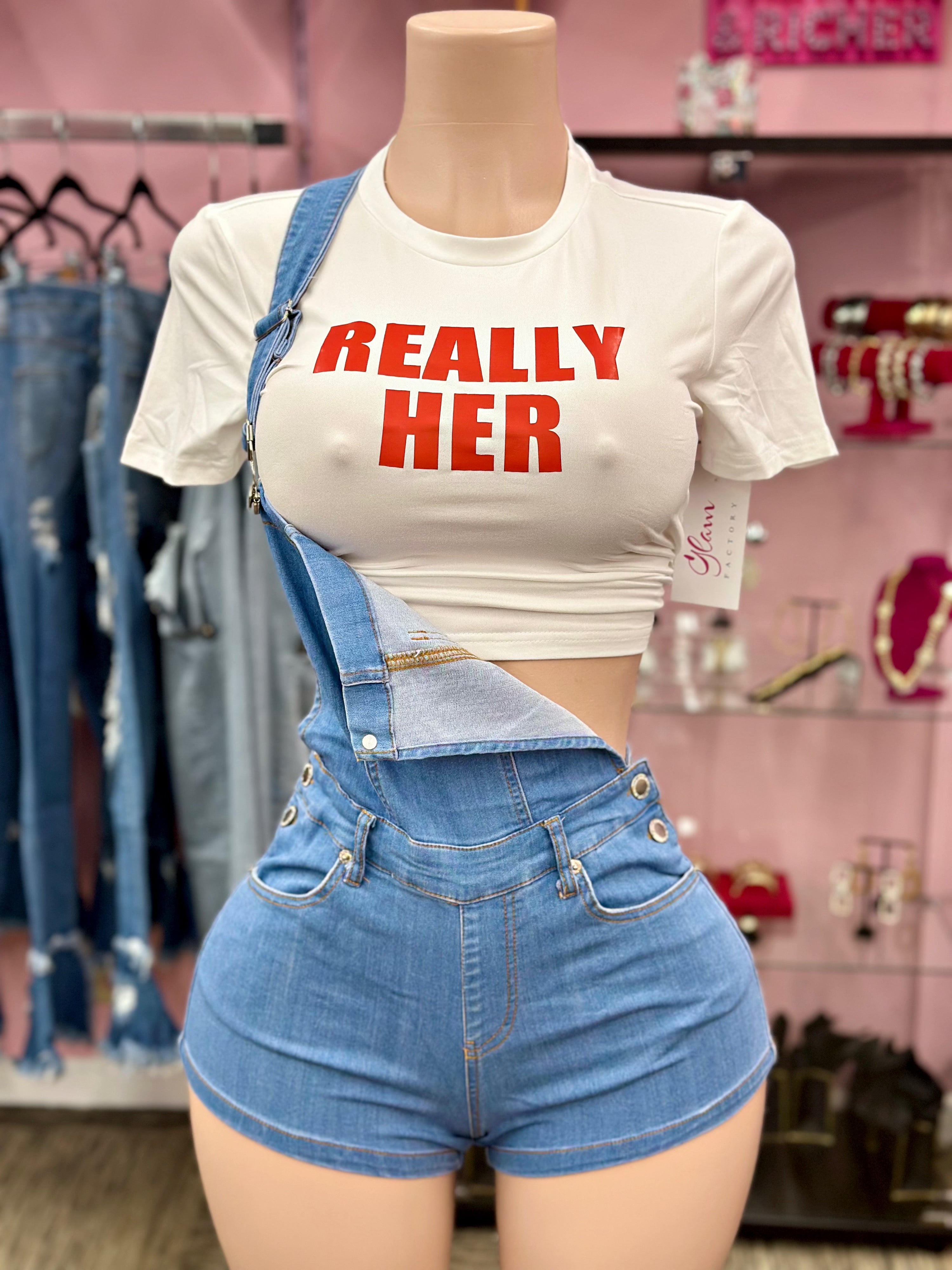 Short Denim Overalls