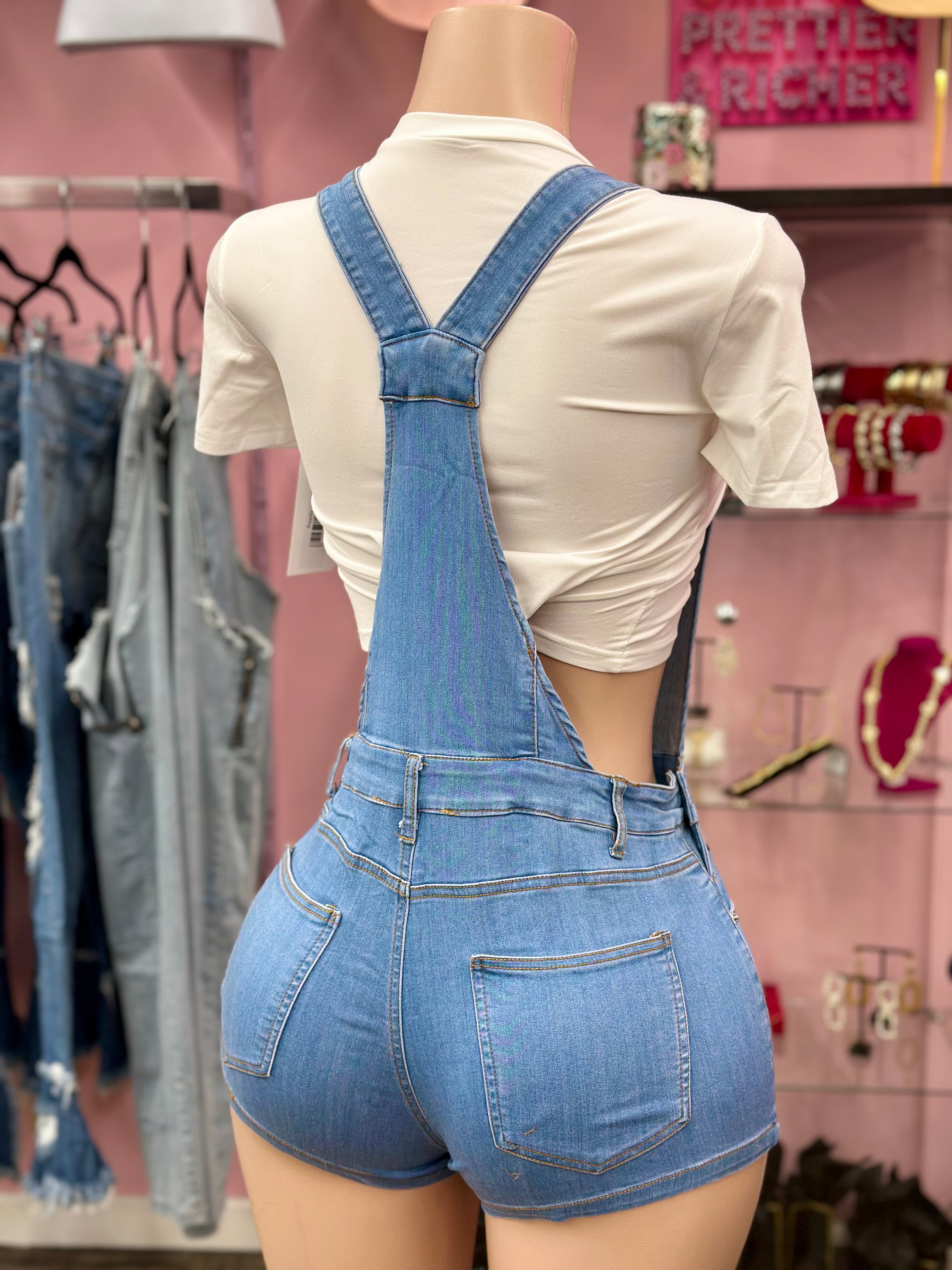 Short Denim Overalls