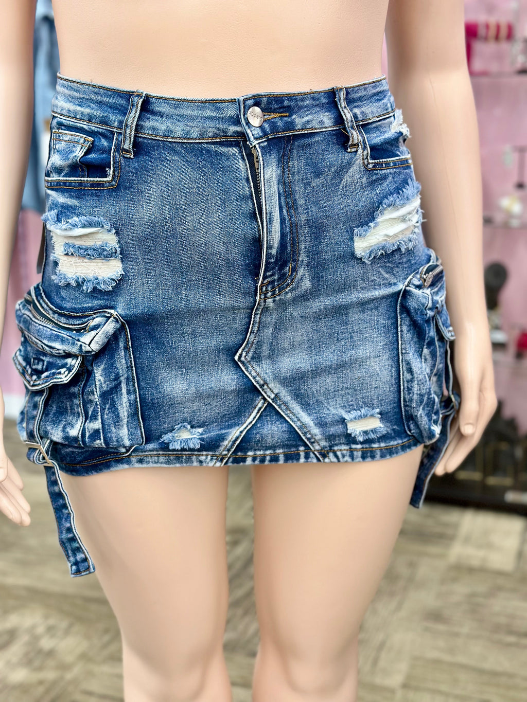 Plus Size Utility Cargo Skirt