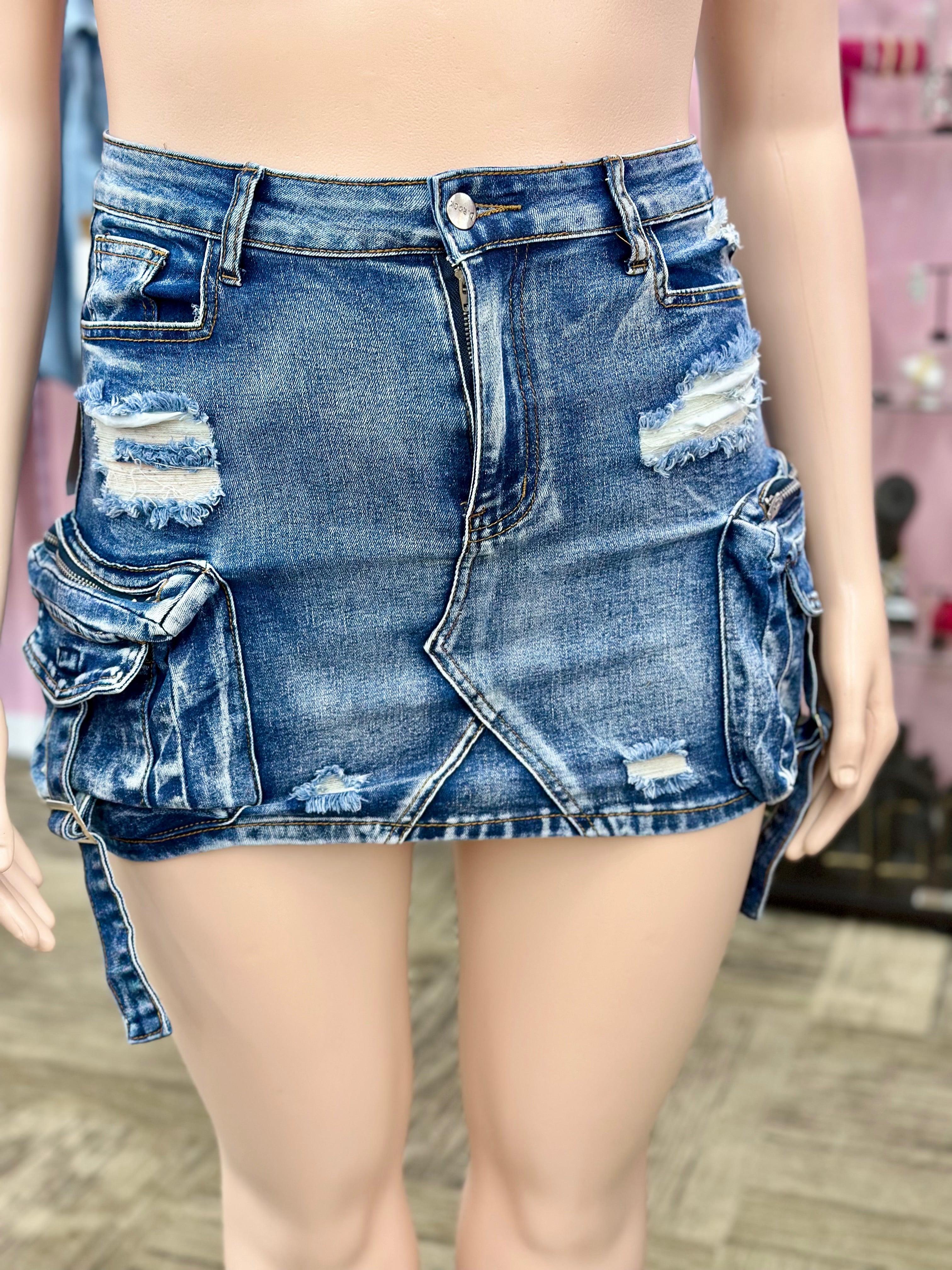 Plus Size Utility Cargo Skirt